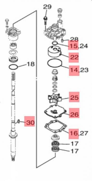 Yamaha Impeller Set F150G F175 / F200 / F225 Bootsmotoren 175 bis 225 PS